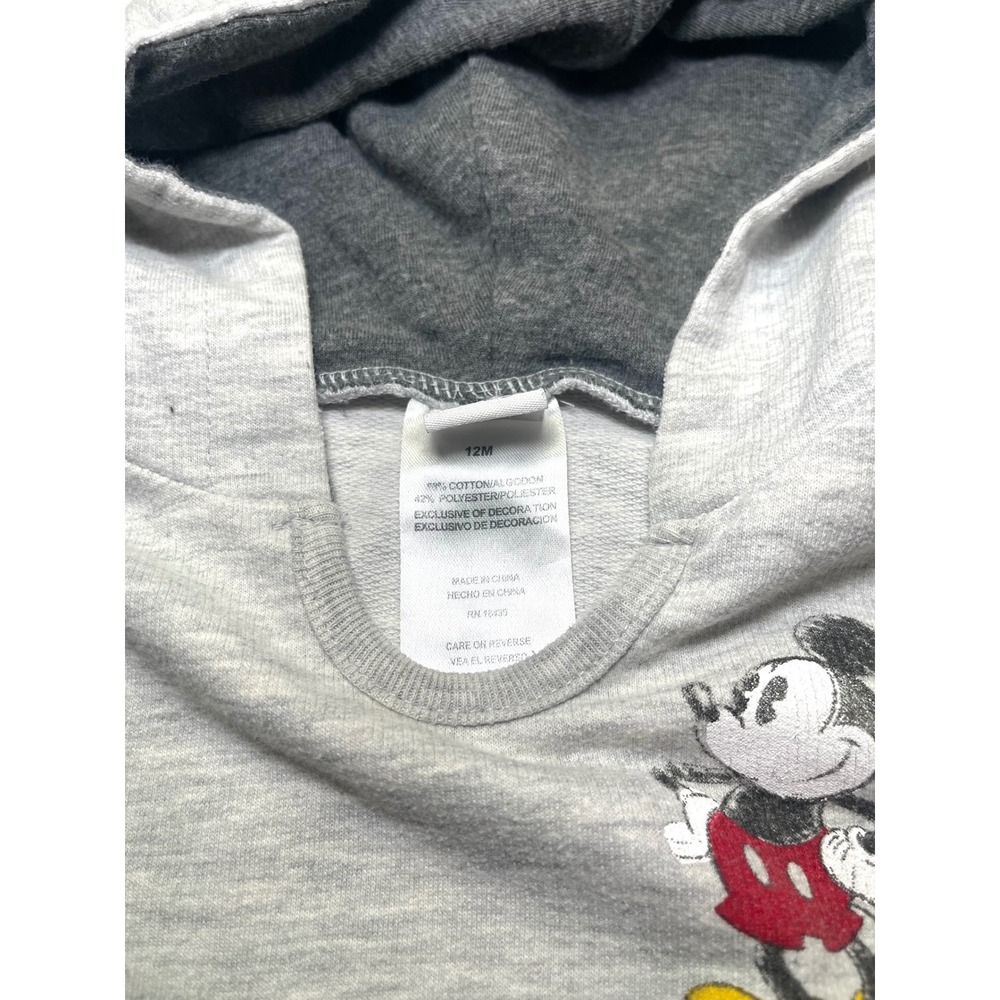 Disney Baby Mickey Mouse Gray Hoodie 3D Ears Sweatshirt 12M 0405 - Picture 3 of 6